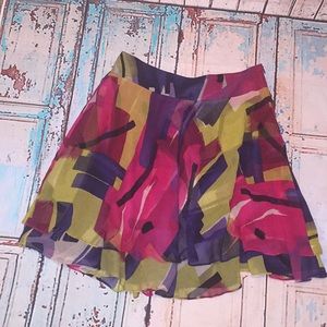 Multi colored ruffle silk skirt waist 32”
